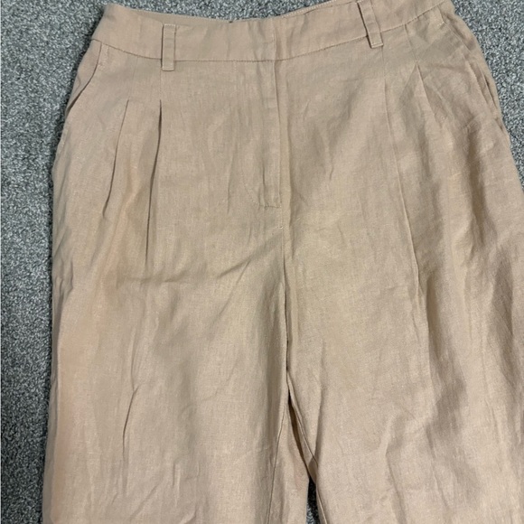 Avec Les Filles Beige Straight Leg Linen Blend Trousers Pants Women's Size 6 - Picture 2 of 8